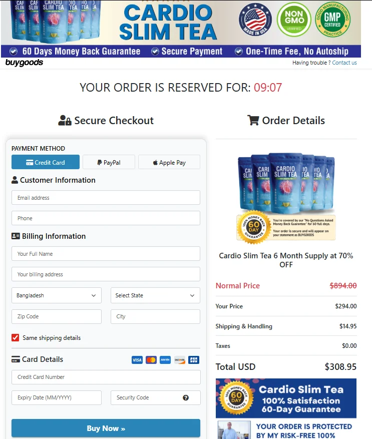Cardio Slim Tea order-page